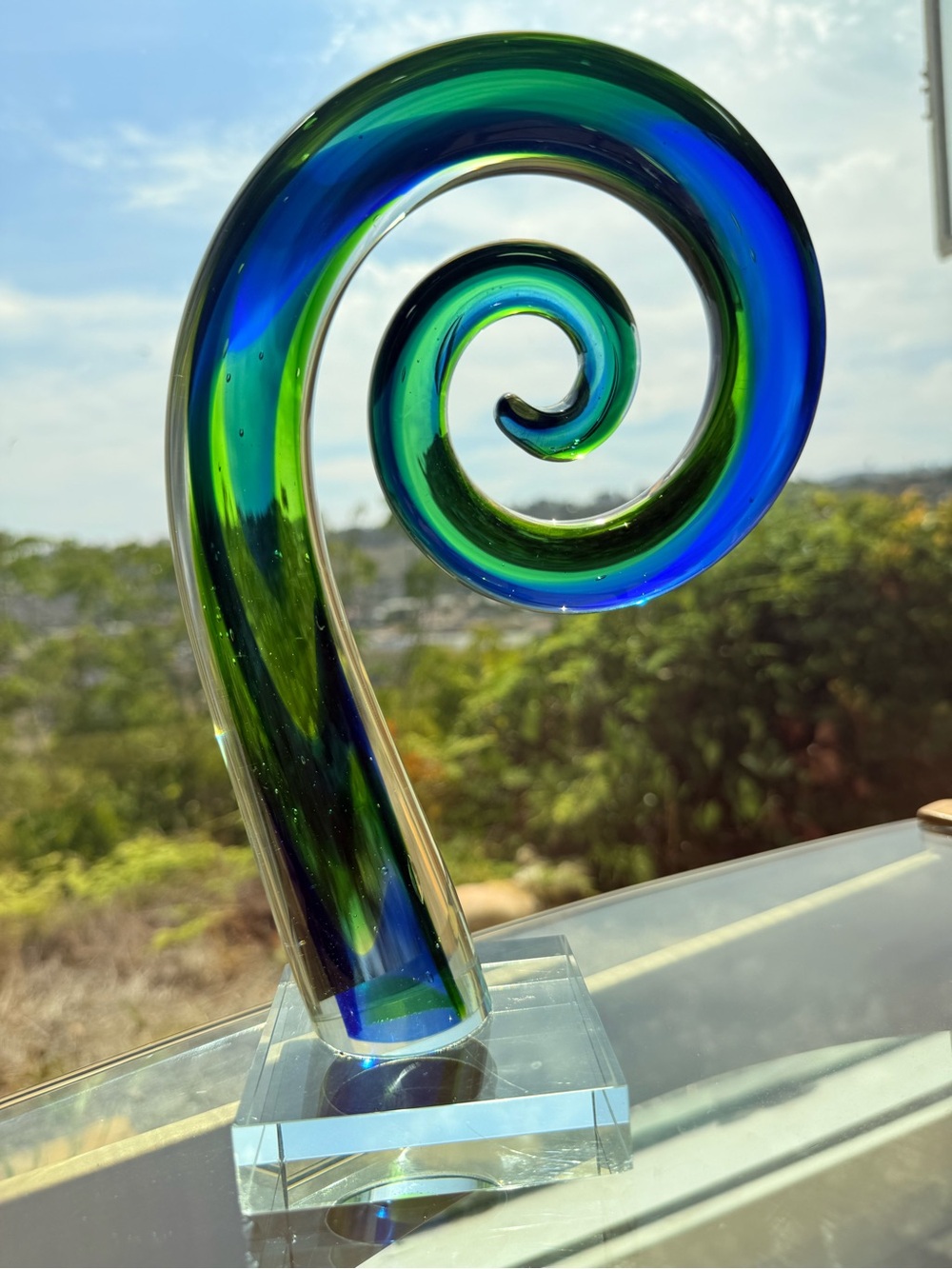 Vintage Murano style hand blown art glass swirl sculpture
